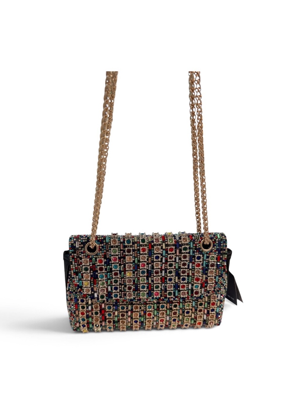 Chain Strap Multicolor Embellished Shoulder Bag